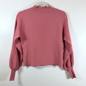 Gilli Ribbed Mockneck Balloon Sleeve Sweater Women's Small Rose Pink Feminine